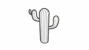 animado vídeo de un bosquejo formando un cactus árbol video