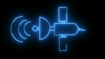 animato video nel il modulo di un' satellitare con neon effetto raggiante Linee