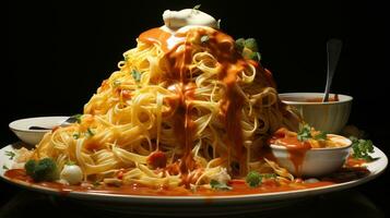 delicioso espaguetis comida plato ai foto