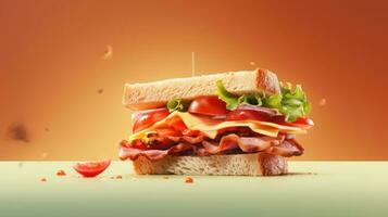 Sandwich. Web banner with copy space. Generative AI photo
