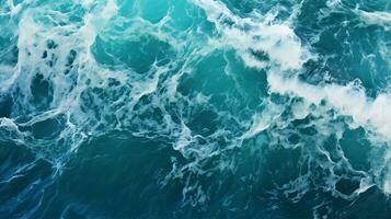 Ocean waves, blue sea water texture, abstract background. Generative AI photo