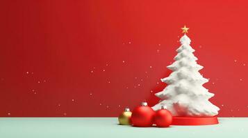 Christmas tree, New Year banner. 3d style background with copy space photo