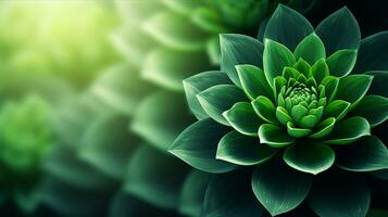 Bright colorful succulent, abstract nature background with flowers and green leaves. Generative AI photo