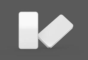 Two Empty White Domino Dice Isolated On Grey Background, 3d illustration photo