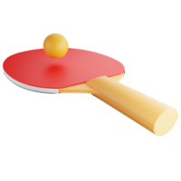 Table tennis paddle and ping pong ball clipart flat design icon isolated on transparent background, 3D render sport and exercise concept png