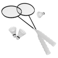 Badminton racket and shuttlecock clipart flat design icon isolated on transparent background, 3D render sport and exercise concept png