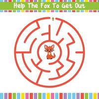 Kids Circular Maze Puzzle Discover the Path Educational Worksheet vector