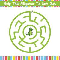 Kids Circular Maze Puzzle Discover the Path Educational Worksheet vector