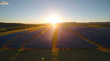 Renewable Energy Breakthroughs with an Aerial View of a Solar Farm AI Generative photo