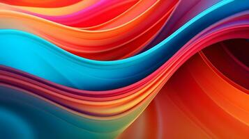 Abstract Curves Painted with Gradient Colors AI Generative photo