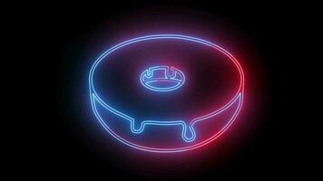 geanimeerd donut logo met gloeiend neon lijnen video