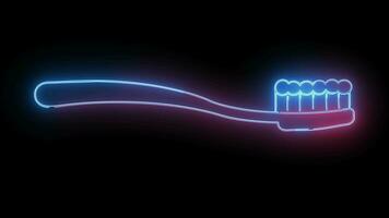 Animé brosse à dents logo avec embrasé néon lignes video