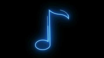 musical Nota logotipo animação com brilhando néon linhas video