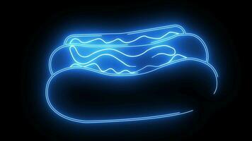 animated hot dog logo with glowing neon lines video