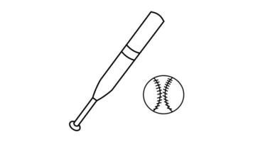 animiert Video von Skizzen Bildung Baseball Stöcke und Bälle