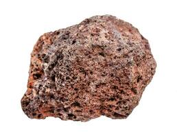 pebble of red brown Pumice rock isolated on white photo