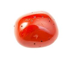 polished red coral gemstone isolated on white photo