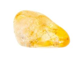 polished citrine yellow quartz gem stone isolated photo