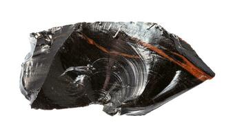 raw mahogany Obsidian volcanic glass isolated photo
