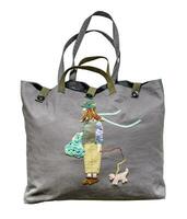 front view of full fabric tote bag with applique photo