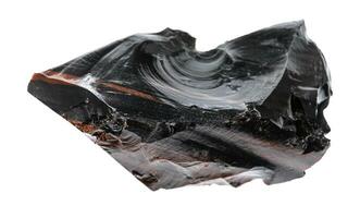 unpolished Obsidian volcanic glass isolated photo
