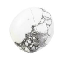 polished white Howlite gemstone isolated on white photo