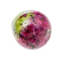 polished Zoisite Anyolite gem isolated on white photo
