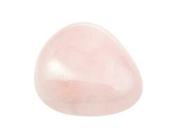 Rose quartz gem stone isolated on white photo