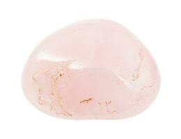 tumbled Rose quartz gem stone isolated on white photo