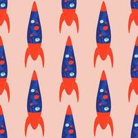 Seamless pattern retro lava lamp 70s. vector