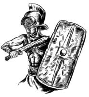 Gladiator warrior black and white .vector iillustration vector