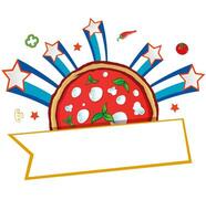 logo Pizza con estrellas aislado en blanco vector