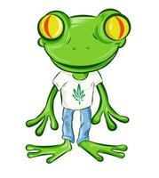 Frog Cartoon Character with t shirt . isolated on white vector