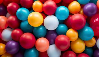 Colorful balloons background. Generative AI. photo