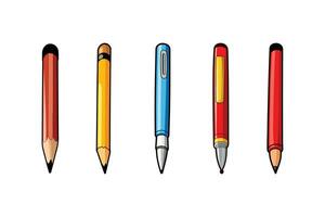 Cute pencil and pen collection illustration vector