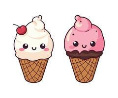 ilustración de helado kawaii vector