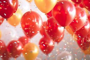 vistoso globos y papel picado. generativo ai. foto