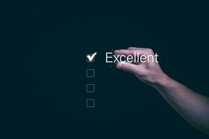 Customer services best excellent business rating experience. Satisfaction survey concept. user gives ratings to service experience on the online application, online marketing, and business processes. photo