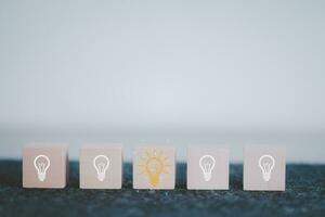 Planning and strategy, workflow, business growth, progress or success concept, tiling of wooden blocks to show workflow, business process, data analytics concept photo