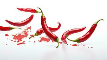 Fresh and very spicy red chili with a white background photo