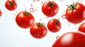 Fresh orange and red tomatoes on a white background photo