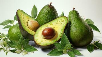 Fresh Green Avocado Fruit on a white background photo