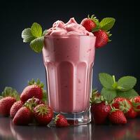 Sweet and fresh red strawberry smoothie photo