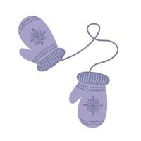 Warm knitted mittens design vector illustration isolated on white background.