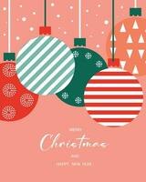Navidad y nuevo año tarjeta alegre Navidad y contento nuevo año. vector