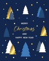 Happy New Year and Christmas card with Christmas trees. vector