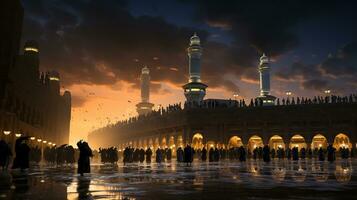 the beautiful view of the city of Mecca and also the place of worship of the Kaaba photo