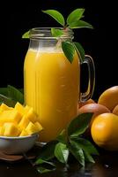 Sweet and fresh mango smoothie photo
