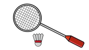 Animated video of forming a badminton racket and shuttlecock on a white background