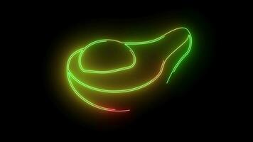 animiert Avocado Logo mit glühend Neon- Linien video